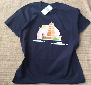 原创印花t恤西安城市旅游纪念大雁塔旅游t恤圆领纯棉短袖男女通款