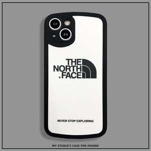 潮牌tnf北面苹果13pro手机壳适用iphone12皮质11软套xsmax男女xr