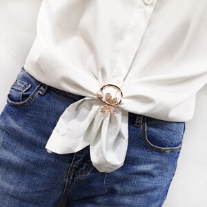 高档韩版衣角打结扣衣服扣环装饰夹下摆体t恤创意百搭胸针丝巾扣