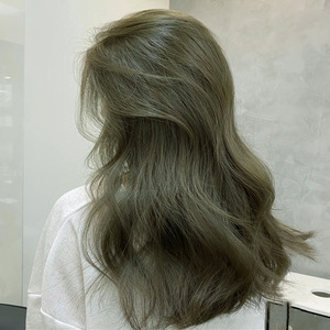 抹茶色染发剂色纯泡泡亚麻染发膏欧莱雅免褪青棕学生党显白发色的