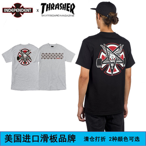 5折优惠 美国进口thrasher × independent五角星羊头t恤滑板服饰