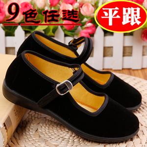 老北京布鞋表演鞋女童黑色绒面舞蹈鞋防滑软底幼儿园女童鞋子演出