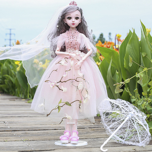 迪美仿真洋娃娃60cm时尚伞公主关节可动女孩儿童玩具缪莉芭比娃娃