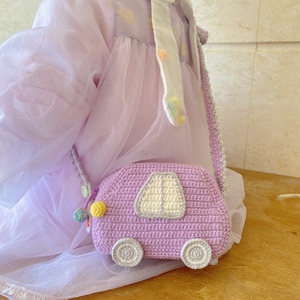 小汽车包钩针编织包斜挎包编织包手工编织diy成品儿童包交通工具