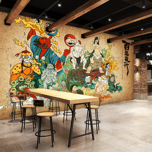 90天启装饰材料有限公司淘宝定制纹身工作室装饰背景墙纸3d霸气老虎