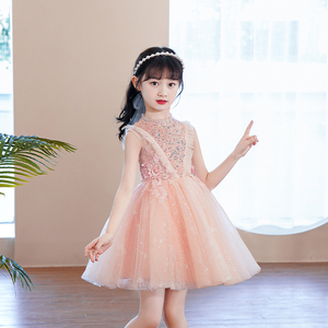 女童夏装连衣裙高端礼服六一表演儿童钢琴演奏演出服主持人公主裙