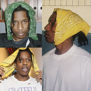 asap rocky hiphop 御用腰果花头巾嘻哈rap小方巾说唱