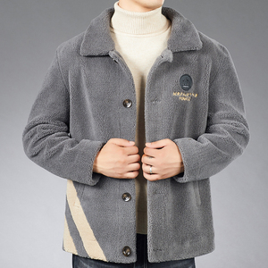 大码外套男秋冬羊羔毛绒加肥加大加绒加厚颗粒绒胖子夹克冬装上衣