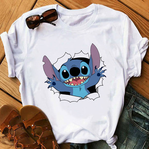 史迪奇Stitch星际宝贝图案印花T恤可爱史迪仔卡通拼图短袖上衣潮