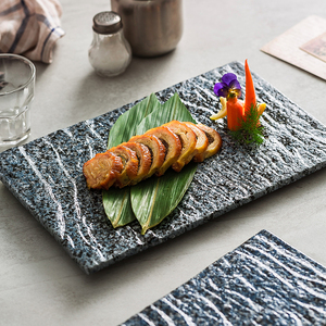 盘子长方形陶瓷托盘商用意境菜烤肉烤鱼盘餐具日式料理寿司平板盘