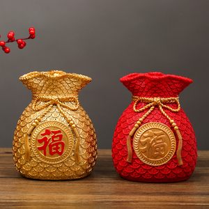 招财进宝存钱罐储蓄罐儿童福袋礼物金钱袋子聚财家居装饰品摆件