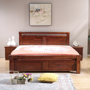 中式田园简约香樟木原木框架纯实木婚床双人床卧室家具包送货安装