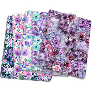 紫色系列花系涤棉或全涤帆布材质可选面料布料手工DIY辅料