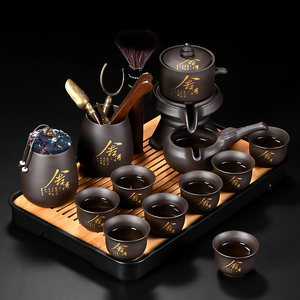 茶杯套装家用2024新款紫砂功夫茶具石磨自动懒人泡茶神器茶壶喝茶
