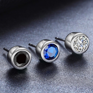 新款 周大福星999镀白金耳钉男嘻哈纯银耳环男痞帅个性耳扣韩国