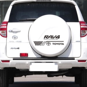 适用丰田RAV4后背罩贴纸改装个性贴花彩条车身腰线后备胎罩贴画