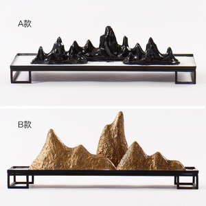 新中式金属假山装饰品客厅电视柜酒店大厅摆设样板房软装摆件