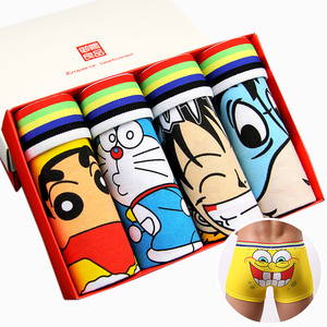 全棉卡通男士内裤可爱纯棉动漫个性创意平角青年学生四角裤头裤衩