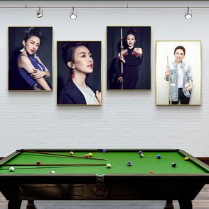 台球厅装饰画桌球室背景墙挂画丁俊晖潘晓婷海报台球宝贝美女挂画