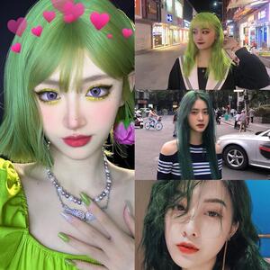 牛油果绿染发剂染荧光绿显白墨绿色学生染发膏孕妇可以用头发快速