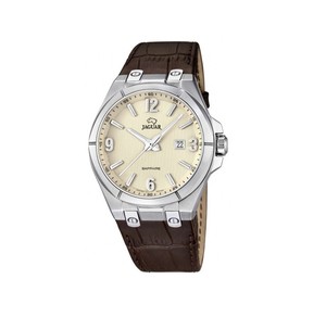 捷豹jaguar acamar j666/1皮不锈钢石英商务防刮男士手表腕表米色