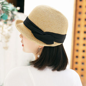 玛芮百利(mauropoli)短檐草帽女夏季卷边遮阳帽日式防晒帽子女