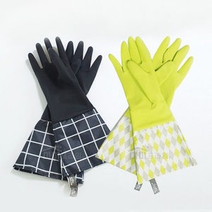 韩国明真棉涂层橡胶手套天然橡胶不伤手耐用清洁防水家用厨房手套