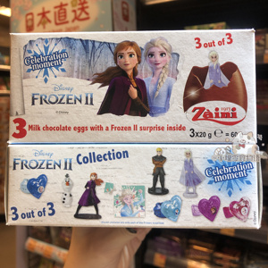 香港代购意大利ZAINI迪士尼冰雪奇缘巧克力蛋儿童玩具零食3枚盒装