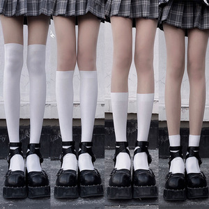 拼接连裤袜日系假中筒jk短裙丝袜女肤色小腿过膝袜天鹅绒秋打底袜