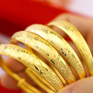 正品趸周六福 珠宝首饰 999足金 3d硬金手镯女士新款 送妈妈礼物