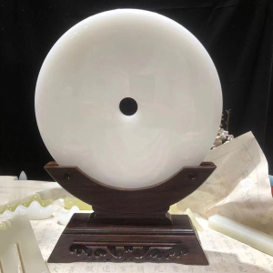 平安扣摆件天然玉石玉盘圆盘家居饰品客厅玄关酒柜装饰品乔迁礼品