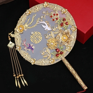 结婚却扇古风禾服遮羞扇新娘团扇材料包手捧中式流苏秀禾扇子喜扇