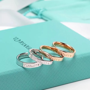 tiffany蒂芙尼戒指玫瑰金情侣对戒3钻铂金男女婚戒钻戒情人节礼物