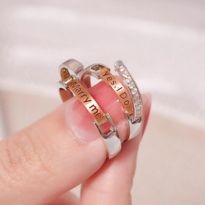 ck戒指情侣一对戒告白情书款纯银简约翻盖双色礼物可定制专柜正品