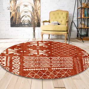 摩洛哥圆形地毯客厅卧室美式复古波西米亚风转椅地垫红色新年地毯