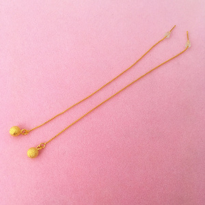 老凤祥云越南沙金24k黄金999耳环久不掉色磨砂豆豆五角星耳线