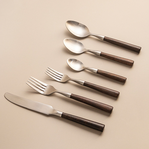 胶木手柄西餐牛排刀叉勺不锈钢餐具复古日式刀叉家用餐厅甜品勺叉