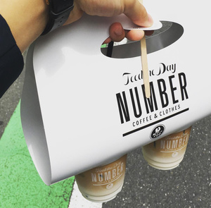 白卡纸环保奶茶饮品咖啡手提杯托杯套外卖打包袋纸托包装定制lo1