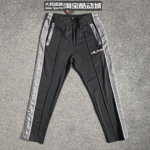 air jordan remastered 男子春季黑灰缎面刺绣logo长裤cd5774-010