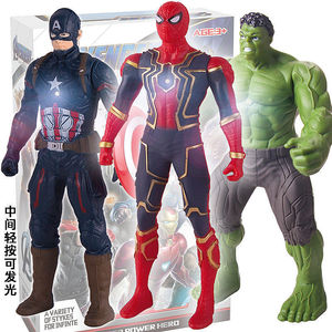 复仇者联盟绿巨人发光玩具手办美国队长蜘蛛侠钢铁侠公仔模型摆件