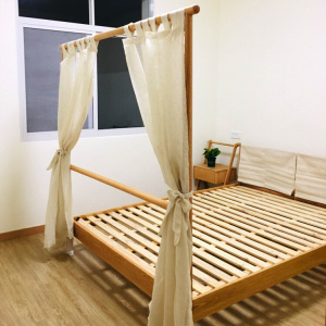 新中式纯实木架子床幔定制四柱床双人现代简约格约拉床幔床帘纱幔