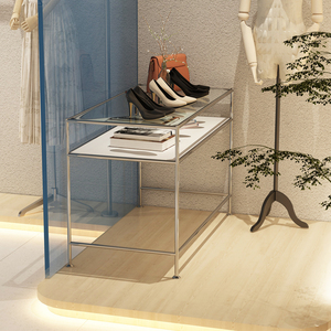 服装店北欧创意女装店中间中岛不锈钢饰品鞋包展示桌陈列柜流水台