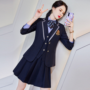 学院风西装套装女2022年春装英伦风学习生校服幼儿园教师工作服女