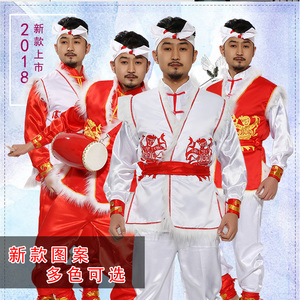 陕北民歌新款安塞腰鼓演出服装民族秧歌舞打鼓服舞龙舞狮服男女装