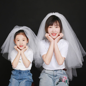 亲子照头纱母女海马体摄影写真儿童头纱头饰超仙森系网红拍照道具