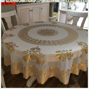 饭店1米5圆桌布套装欧式1.5北欧白色时尚中国风布艺全包园元卓pvc