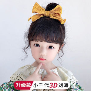 小千代空气刘海假发女童网红假刘海自然儿童真发刘海宝宝假发刘海