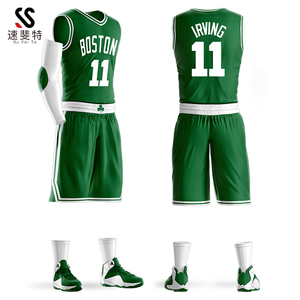 速斐特定制凯里欧文球衣11号sw绿色凯尔特人篮球服套装男大码速干