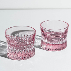 高级感粉色威士忌酒杯冰球洋酒杯高端古典水晶高颜值玻璃杯子小号