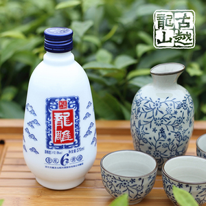 绍兴黄酒古越龙山龙雕六年半干型手工花雕糯米酒370ml*6瓶礼盒装